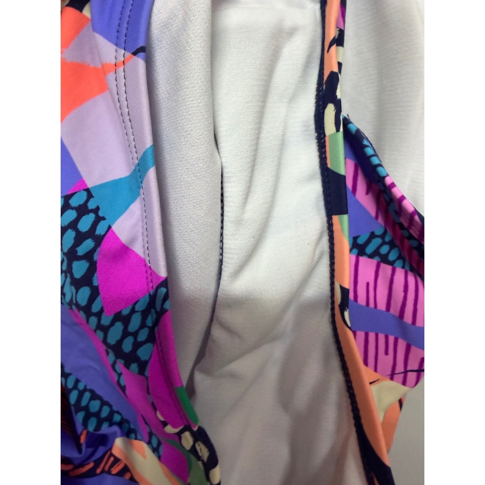 Freshwater One Piece Swimsuit Large Colorful Tropical Tie Waist Beach Vacation - Picture 8 of 10